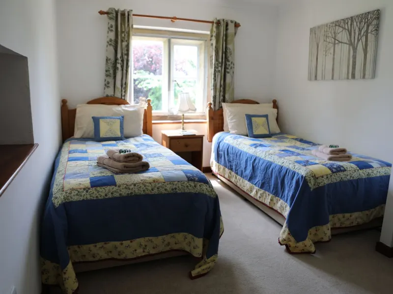 A twin room overlooking the garden