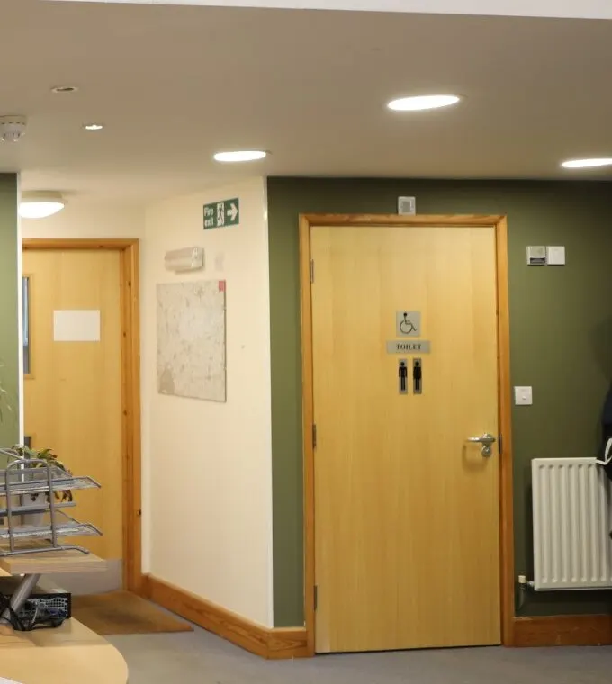 The accessible toilet next to reception in Wellspring