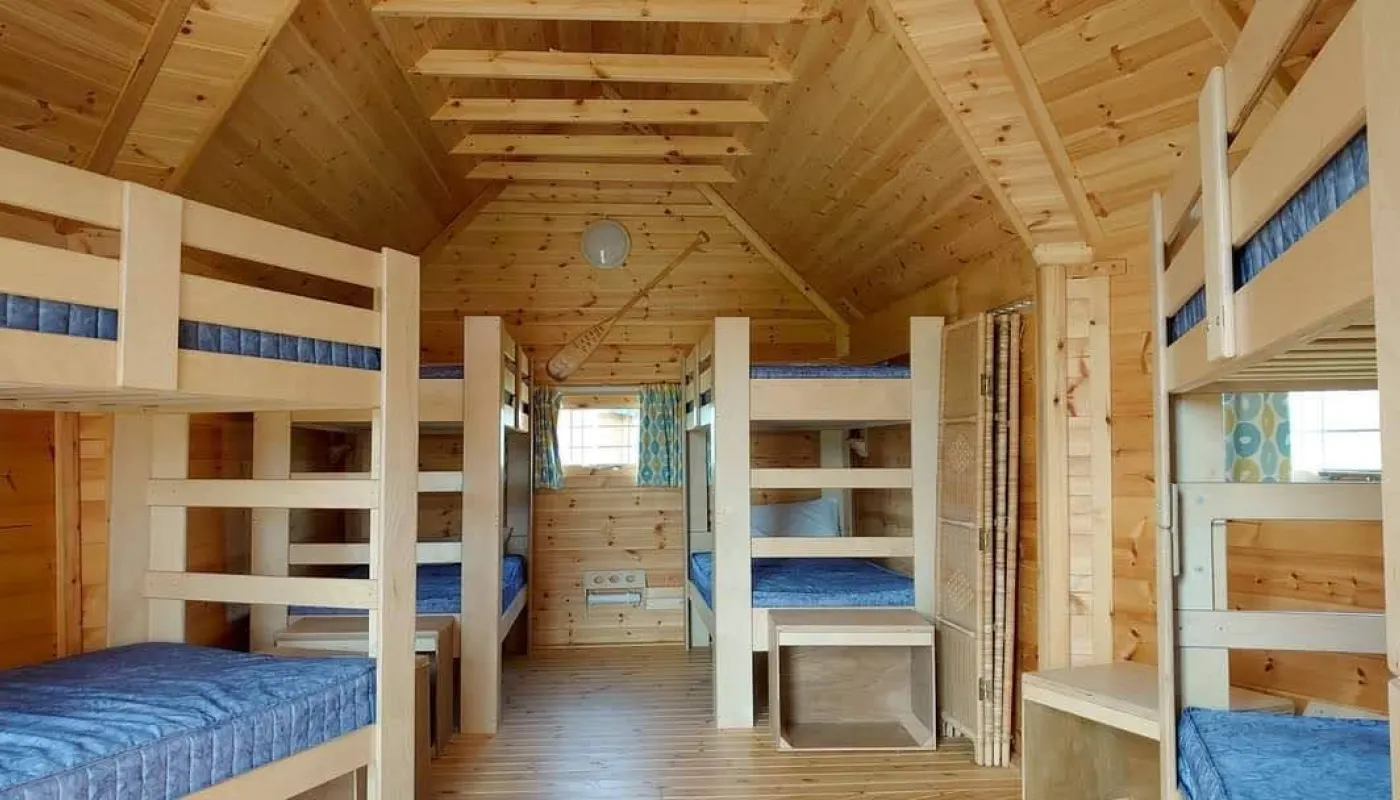 Bunk beds inside a timber yurt