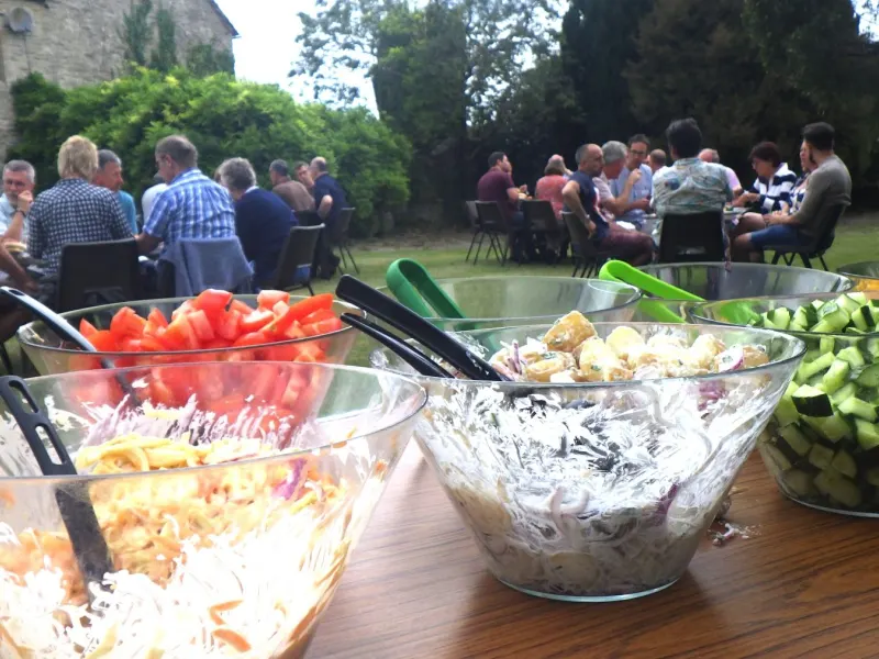 A barbecue in the Lower Farm garden