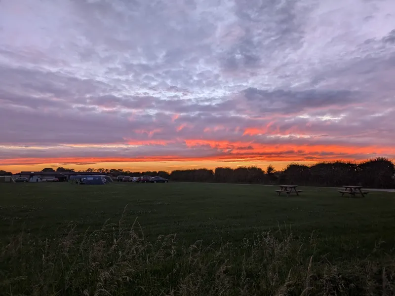 Sunset over the camping field